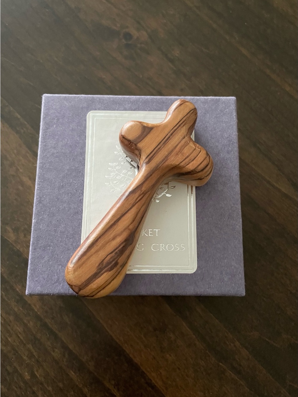 Pocket Holding Cross Made of Olive Wood